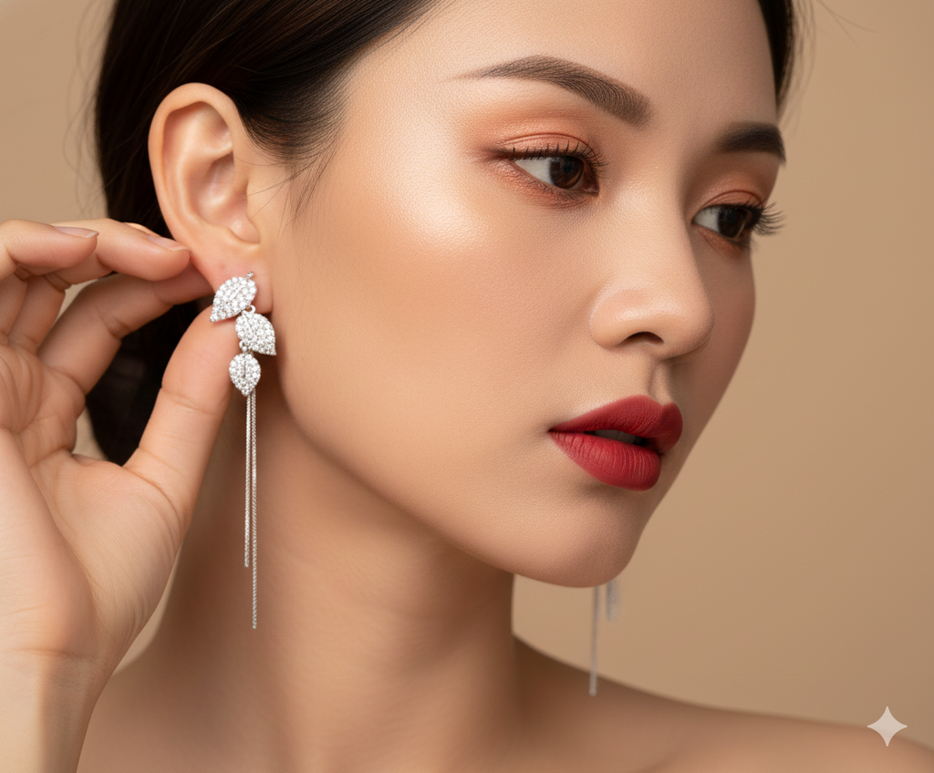Crystal Vine Tassel Earrings