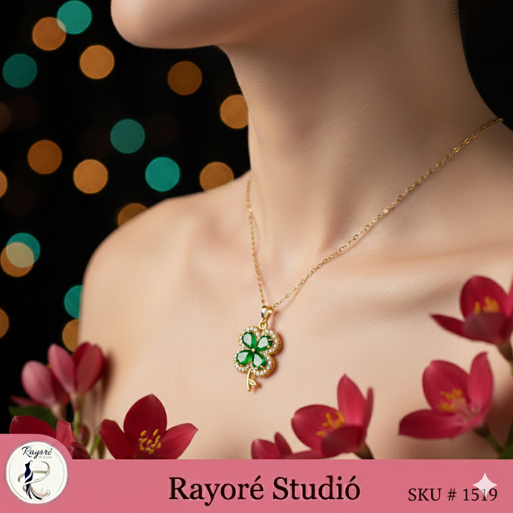 Emerald Clover Pendant Necklace