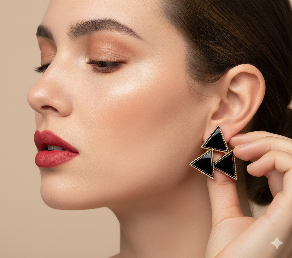 Onyx Pyramid Cluster Studs