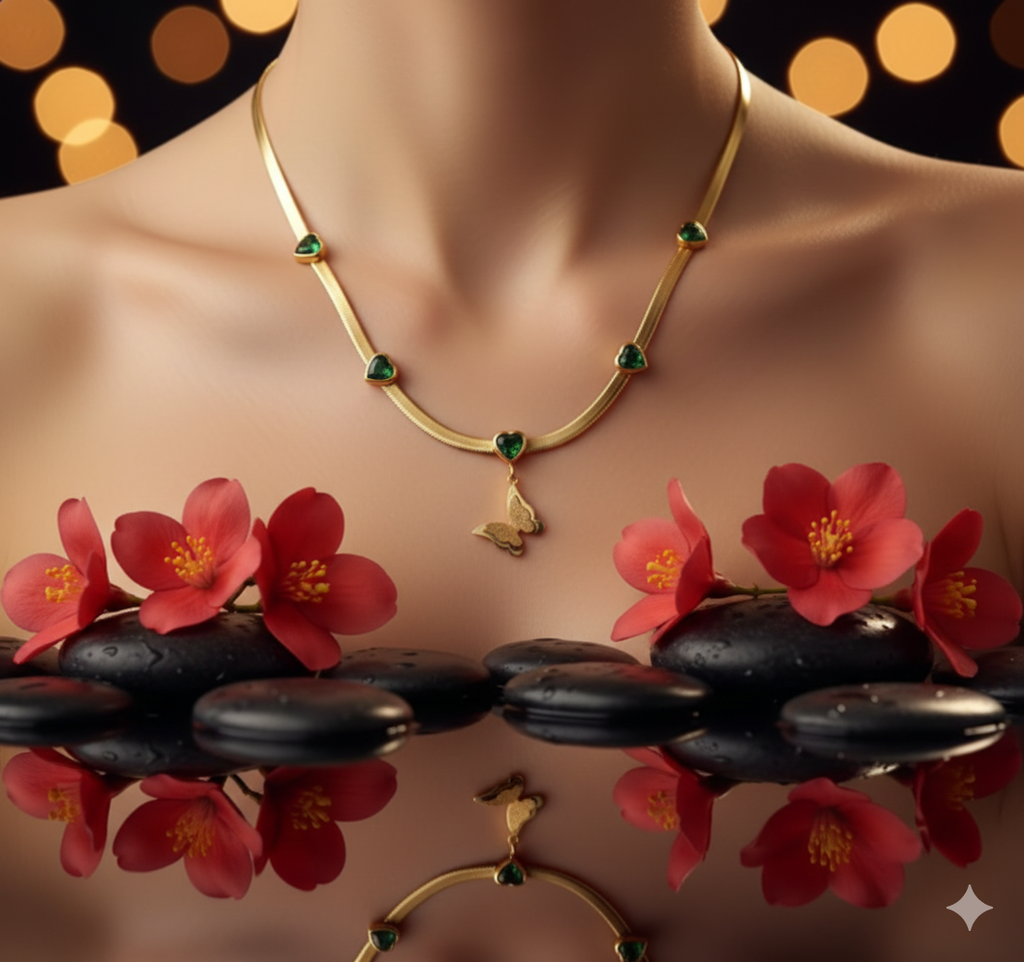 Emerald Heart Butterfly Collar