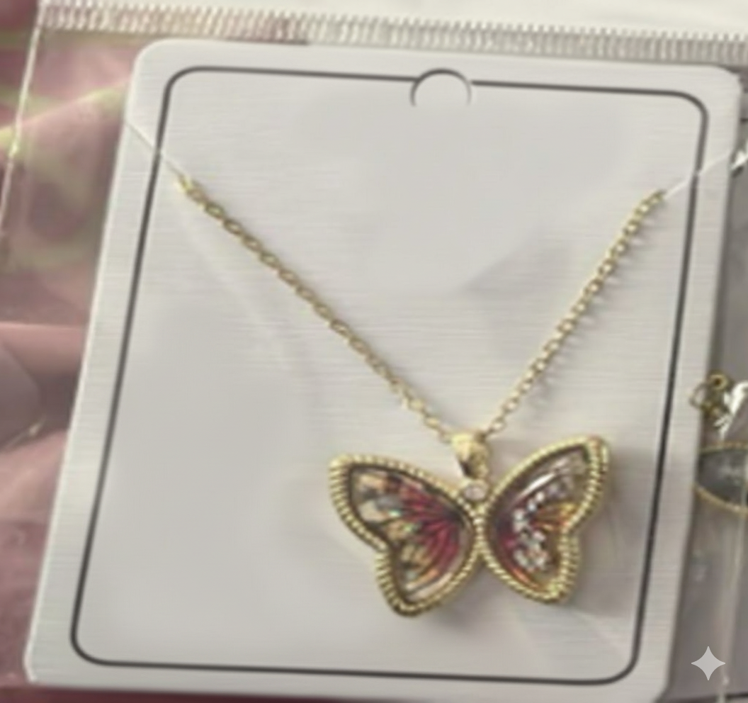 Stainless Steel Enamel Butterfly Necklace