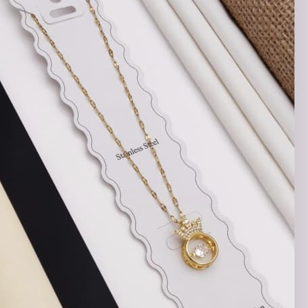 Golden Crown Solitaire Pendant