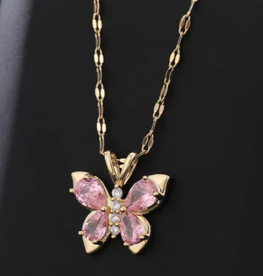Rose Quartz Butterfly Pendant
